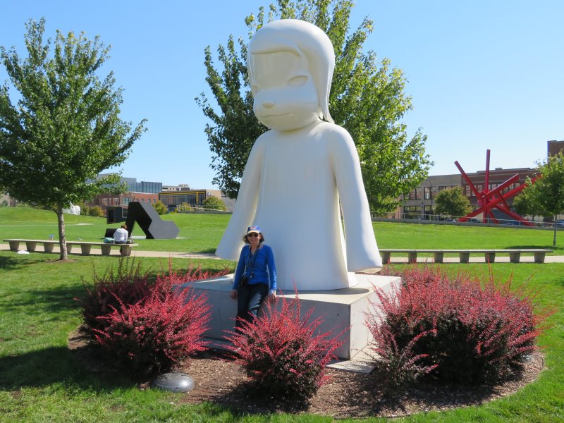 Sculpture in Pappajohn Sculpture Park, Des Moines. (Two cute little girls)